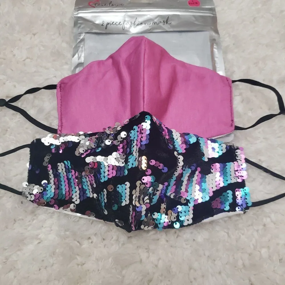 Fashion x2 Cloth Face Mask multicolor Sequin NWT